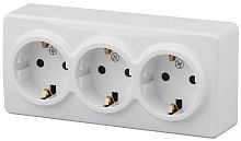 Розетка с заземлением накладная Эра Эксперт 3-м. белый картинка